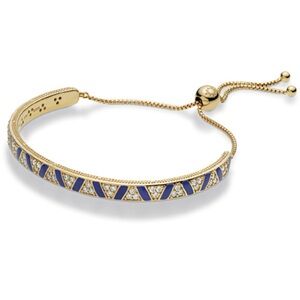 Pandora Gold-Tone Bracelet with Blue Enamel and Crystal Accents